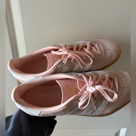 adidas Pink Suede Gazelle Sneaker with White Stripes - Picture 4 of 7